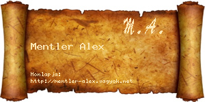 Mentler Alex névjegykártya